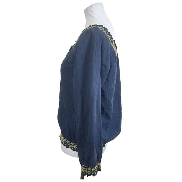 The Emporium Blouse Embroidered US Medium EU 38 Boho Bohemian Blue - Picture 3 of 9